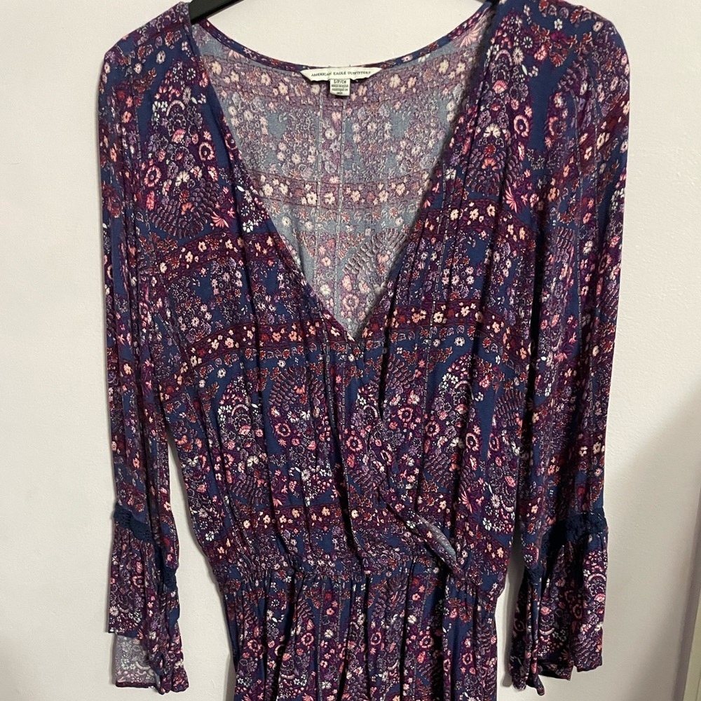 Long sleeve American Eagle purple floral romper
